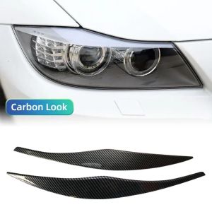 2Pcs Headlight Eyebrows Eyelid ABS Gloss Black 2005 2006 2007 2008 2009 2010 2011 Sedan / Touring For BMW 3 Series E90 E91