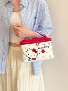 100% Authentic Sanrio Hello Kitty Cosmetics Bag Mini Storage Bags Cartoon PU Material Dual Zipper Travel Portable Kuromi Birthday Gifts Melody 3240-484 3290-1730 3216-1811 3216-181