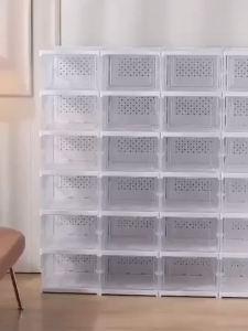 COD 6 Layers Foldable Shoes Box Dustproof Thickened Plastic Shoe Storage Box Stackable Cabinet Trans