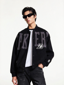 Jack Jones | NBA Lakers Edition Baseball Collar Jacket Basketball Decorated
