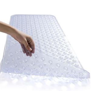 MENGMIAN | Anti-slip Bathroom Mat with Suction Cups Long PVC Transparent Large Diamond Shape