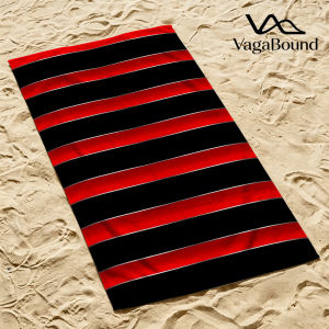 Red-Black Stripes Quick Drying Beach Towels Ultra Lightweight Fast-drying Super Absorbent It is a must-have item for summer