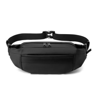 1 mens multifunctional sports waist bag - multi-layer zipper closure adjustable chest bag sports style crossbody bag