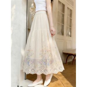 HUANJI | Floral French Style Long Dress Slim Fit Big Size Light Autumn Design