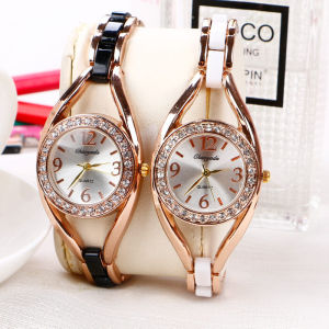 Đồng Hồ Đeo Tay Nữ Phong Cách Đơn Giản Thời Trang Cổ Điển Đính Kim Cương Nhỏ Gọn Hợp Kim Mặt Tròn Kính Tròn Nước Chống Thấm