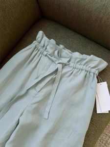 Quần Ống Rộng Lưng Chun Dây Rút Phong Cách Nhật Bản Cổ Điển Cho Nữ Mùa Hè Nhỏ Quần Dài Ống Đứng Rộng Rãi