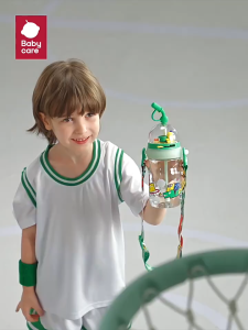 Bc Babycare 500ML Large Capacity T-REX Shooting Game Cup Food-Contanct Play Basketball Game Water Bottle with Adjustable Wide Webbing for Outdoor Activities