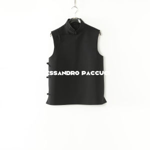 Wool & Silk Mandarin Collar Handmade Knotted Vest