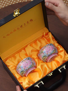 Jingdezhen Enamel Color Tea Cup Ceramic Master Cup Gongfu Tea Set Drinking Cup Home High End Zen Cup Gift Box Set