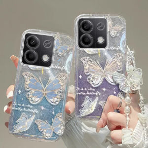 Oppo Reno13 pro Transparent Soft Case Anti-Fall Glitter Butterfly Bracelet Full Cover Cute Trendy Luxury High End Mobile Phone Cover