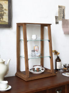 Vintage Wooden Cup Holder Desktop Display Stand Glass Storage Organizer for Coffee Cups Home Office Living Room Decor