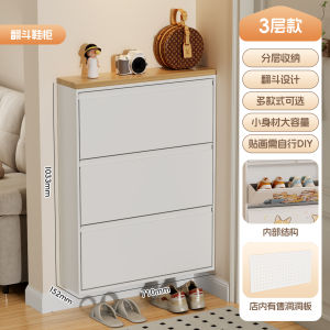 Ultra-Thin Steel Shoe Cabinet Large Capacity Modern Entrance Storage Flip Slim Bracket Home Use Door behind Organizer