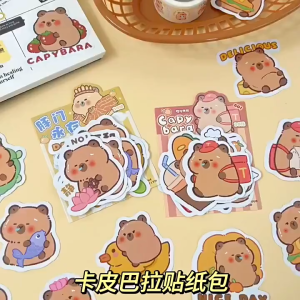 Cute Capybara Cartoon Sticker 可爱卡皮巴拉 Pelekat Kartun Capybara Comel Sekolah Pelajar Sticker Hiasan Notes Handbook School