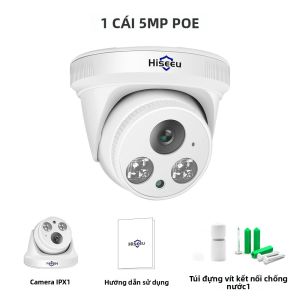 Hiseeu 5MP H.265+ POE IP Camera Dome CCTV Với Tính Năng Phát Hiện Chuyển Động Giám Sát An Ninh Gia Đình Trong Nhà Ống Kính 36mm Màu Trắng Tương Thích ONVIF