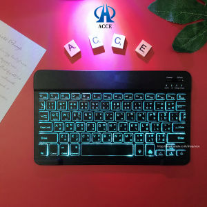 [แป้นพิมพ์ไร้สายเรืองแสงภาษาไทย)]แท็บเล็ตคอมพิวเตอร์คีย์บอร์ดไร้สายปรับสีได้หลากสีเข้ากันได้กับโทรศัพท์มือถือipadAndroid RGB Backlight Bouetooth wi