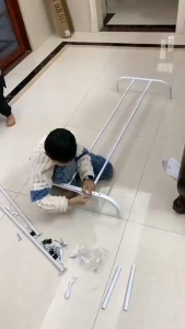 TUSSAH Heavy Duty Double Pole Floor Drying Rack with Wheels/Shoe Shelf - Home/Balcony/Bedroom Organizer