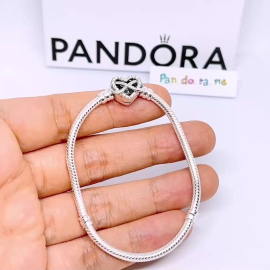Pandora Moments Sparkling Infinity Heart Clasp Snake Chain Bracelet