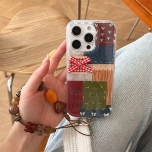 Vòng Tay Chống Rơi Màu Tương Phản Cho iPhone 17 pro Apple 16 pro Max Vỏ Bảo Vệ Mới 15/14 Vỏ Vải Chống Bụi Phong Cách Hàn Quốc