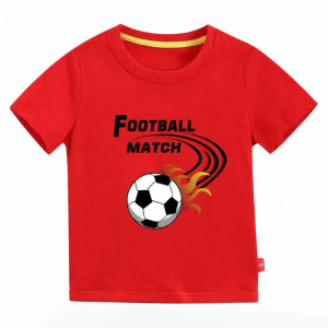 Football Pattern Short Sleeve T-Shirt Childrens Summer Sporty Top Thin Half Sleeve Trendy Clothes for Boys And Girls