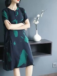 🌟CORE🌟dresses women new style 2025 Korean Trends Casual Printed Dress Loose Short Sleeved Dress Women Round Neck A-line Dress