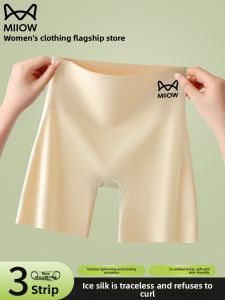MiiOW | Ice Silk Safety Pants Womens Thin Summer Bottoming Shorts Seamless Tummy Control Underwear High Waist Casual Cotton Print
