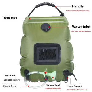 20L Solar Heated Outdoor Shower Bag with Patch Thermometer – Lightweight & Portable Camping Water Carrier Essential for Camping