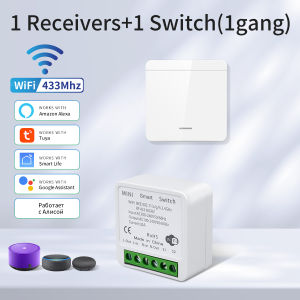 Tuya WiFi Smart Switch 16A/20A RF 433MHz Wireless Wall Panel 1/2/3 Gang Works with Alexa Google Assistant for LED Lamp Control