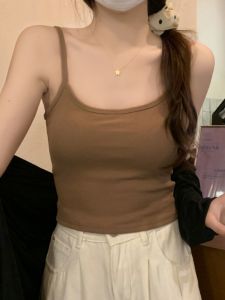 เสื้อกั๊กสายเดี่ยวสไตล์เกาหลีย้อนยุคสำหรับผู้หญิงในฤดูร้อน เสื้อกั๊กแบบพื้นฐานสำหรับใส่ด้านนอก เสื้อกั๊กแบบเปิดหลังสุดเซ็กซี่