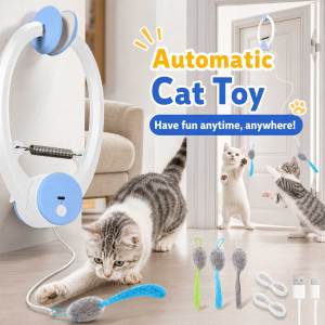 Teeker Pet Electric Cat Teaser Automatic Hanging Cat Toy Interactive Electric Cat Teaser Interactive Cat Toy & Flying Feather Cat Toys for Kittens