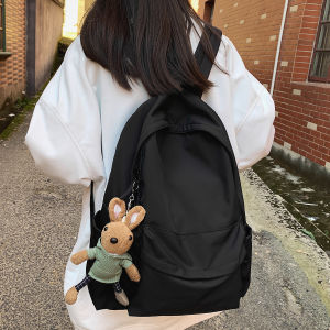 Large Capacity 15.6 Inch Laptop Backpack Simple Casual Dual Shoulder Bag High School Pure Color Versatile Japanese Korean Style