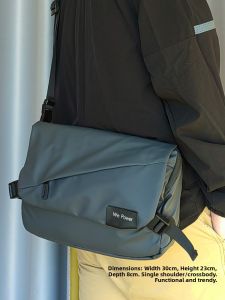 Trendy Mens Large Capacity Crossbody Shoulder Bag Waterproof Casual Messenger Bag Commuting Cycling Bag New Model Nylon Material Zipper Closure Street Style