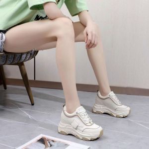 Giày thể thao nâng đế 9p giày sneaker nữ màu trắng nâu (form nhỏ) Ana QC