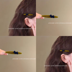 2025 New Yellow Retro Side Hair Clip Womens Elegant Bangs Clip Forehead One-Word Clip Hair Card Versatile Duckbill Clip