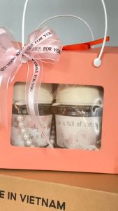 Bộ quà tặng sinh nhật quà tặng cặp đôi quà gặp mặt dễ thương ly nước ngọc trai kèm bó hoa xinh xắn