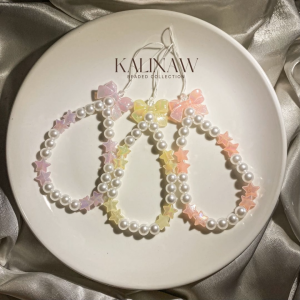 KALINAW PastelPuff Pearl Ribbon Star Glossy Beaded Keychain/ Phone Lanyard