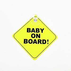 Baby on Board Car Safety Sign High-Visibility Yellow Suction Cup Decal for Window - Easy to Install & Remove