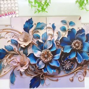 HIASAN DINDING SET ABSTRAK ORNAMEN FLOWER FLORAL