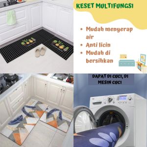 Kitchen Floor Mat Set 2 in 1 / Keset Alas Lantai Kamar Tidur Dapur Kamar Mandi Anti Selip