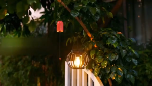 Solar Lantern Outdoor Hanging Lights Waterproof Hollow Iron Lamps Garden Decor