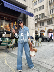 Blacknini Ultra Model Jeans BOSSA Washed Straight Leg Wide Leg Pants Loose Fit Womens Jeans Natural Waist Zipper Closure