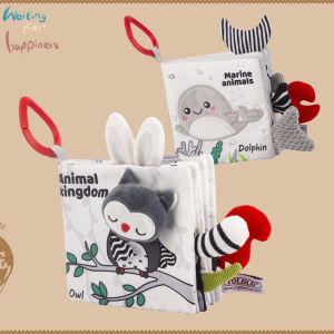 Black And White Cloth Book Early Education Baby Tear Resistant Chewable Three Dimensional Tail Book Cognitive Toy for 3-6-12 Months Old Babies