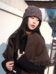 Grey Cashmere Shawl Womens Outerwear 2025 New Triangle Scarf Cheongsam Shawl Autumn Winter Warm High-End Feelings