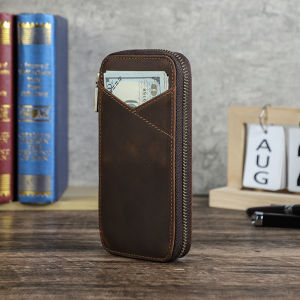 CONTACTS Genuine Leather Retro Handmade Pen Case 4 Pen Slots School Office Stationery Storage Pencil Case Boxes