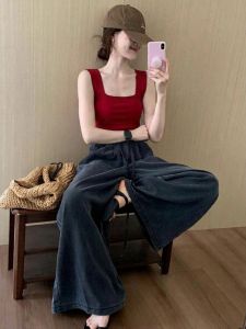 HUOLISI | Red Sleeveless Halter Tank Top Women
