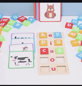 YiGo (Wooden Reading Blocks) Learn English Reading and Spelling Game Learn Alphabet英文字母单词拼图板 拼图教学玩具 宝宝早教玩具 儿童益智英语玩具 英语早教