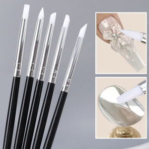 5PCS Silicone Nail Brush Clay Sculpting Brush Tool for Modeling Dotting Nail Art Pottery Clay Tool DIY Carving Emboss