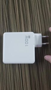 100W GaN Fast Charger with 3-Port (2C1A) PD EU Plug for iPhone Samsung Laptops - High-Speed Charging for Multiple Devices