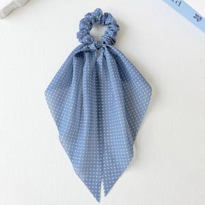 Trendy Women Hair Scrunchies Chiffon Silk Bow with Floral Design Ideal for Sports or Fitness