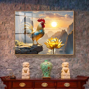 Modern Simplified Chinese Style Rooster Wall Art Decorative Painting for Entrance Hall Corridor Feng Shui Study Room Decoration