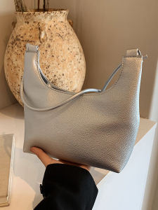 Casual Soft Underarm Bag Womens Fashionable Versatile Small Shoulder Bag Pure Color 2025 New Style Compact Size PU Leather